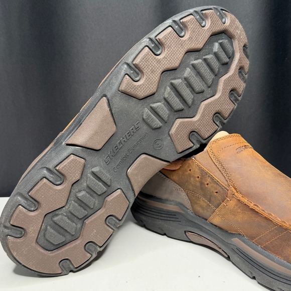 Skechers Shoes Mens 14 Dark Brown Leather Extra Wide Fit Slip On 66146EWW - Picture 6 of 9